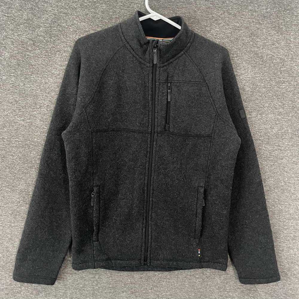 Smartwool Jacket Mens Small Gray Wool Fleece Full Zip Pockets Outdoor Hiking